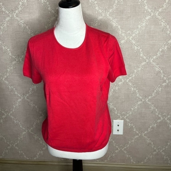 Lands' End Red Sleeve Round Neck Sweater - Picture 3 of 7